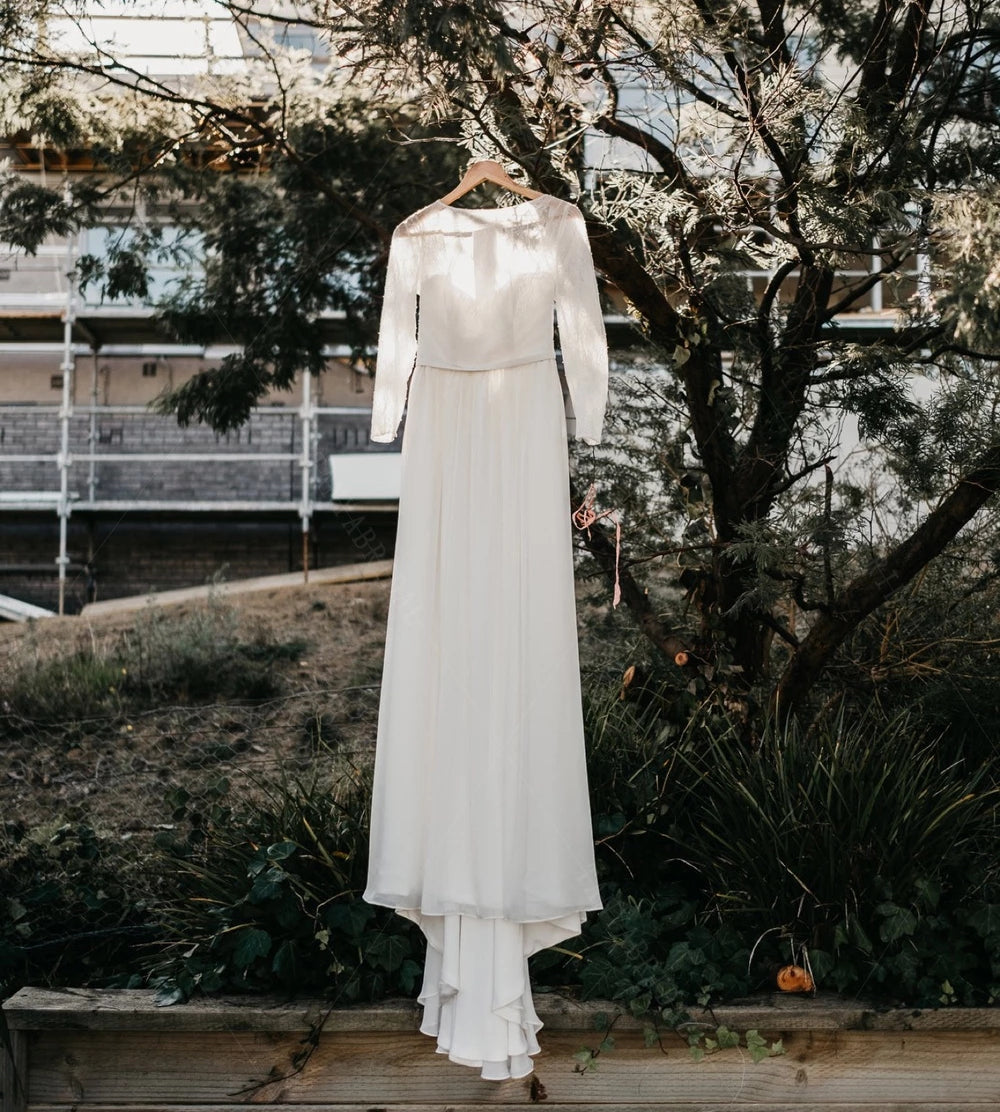 french lace long sleeve wedding dress Polina Ivanova Atelier | Sarah in French corded lace