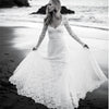 Full Lace Mermaid Long Sleeve Backless V Neck Summer Beach Bridal Gowns