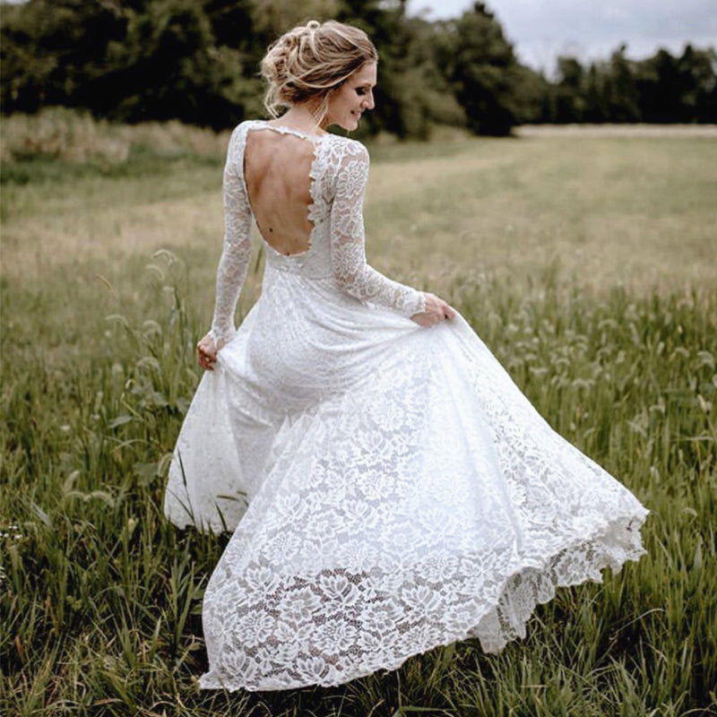 Full Lace Mermaid Long Sleeve Backless V Neck Summer Beach Bridal Gown TANYA BRIDAL Full Lace Mermaid Long Sleeve Backless V Neck Summer Beach Bridal Gown TANYA BRIDAL