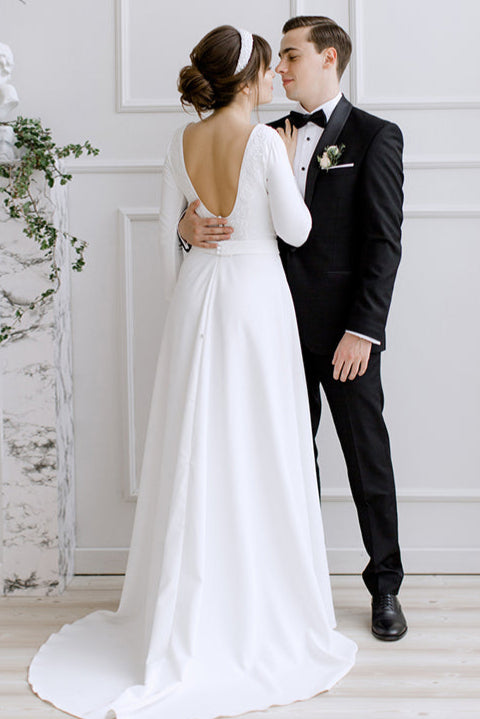 Soft Satin Wedding Dresses Outdoor Robe de Soriee Chic Noivas DW179