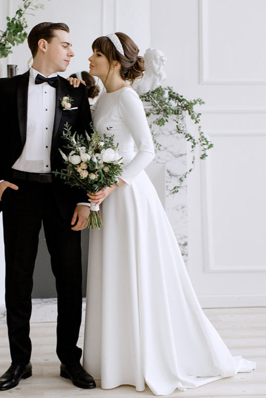 Soft Satin Wedding Dresses Outdoor Robe de Soriee Chic Noivas DW179