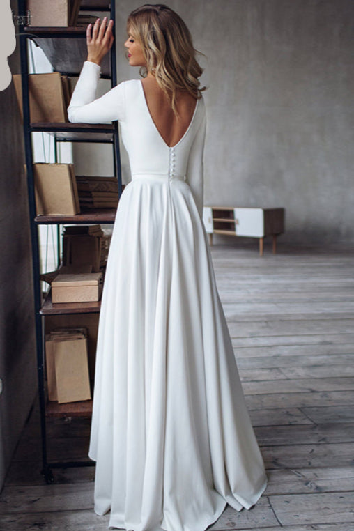 Simple Long Sleeves High Low Wedding Dresses DW095 TANYA BRIDAL Simple Long Sleeves High Low Wedding Dresses DW095 TANYA BRIDAL