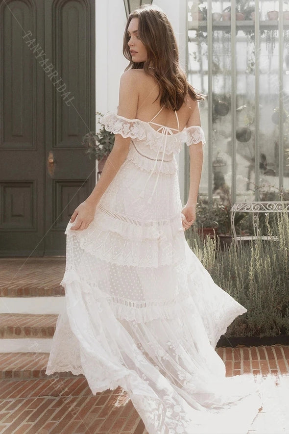 Boho Wedding Dresses Tired Romantic France Noivas Chic DW563
