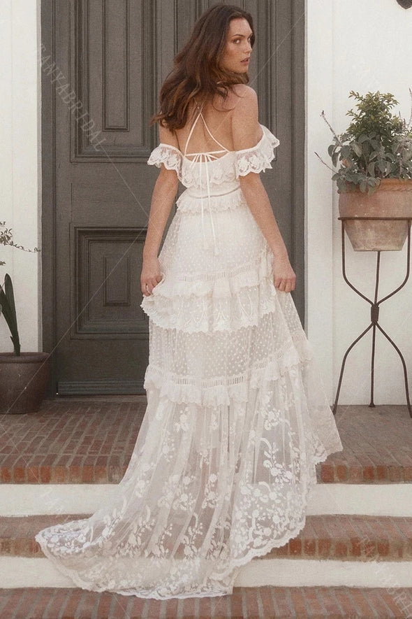Boho Wedding Dresses Tired Romantic France Noivas Chic DW563
