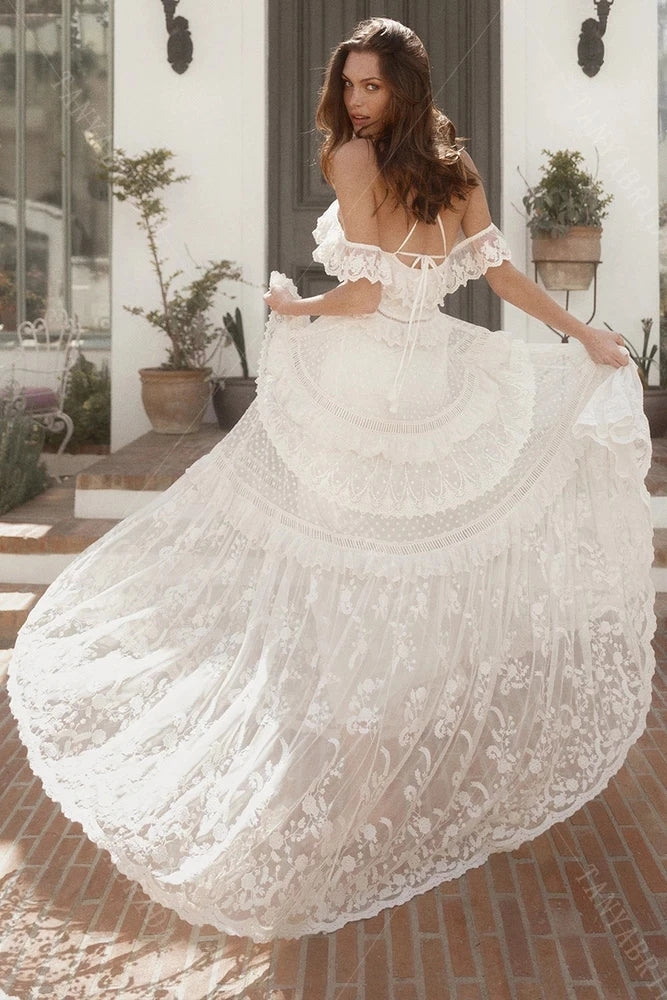 Boho Wedding Dresses Tired Romantic France Noivas Chic DW563 – TANYA BRIDAL