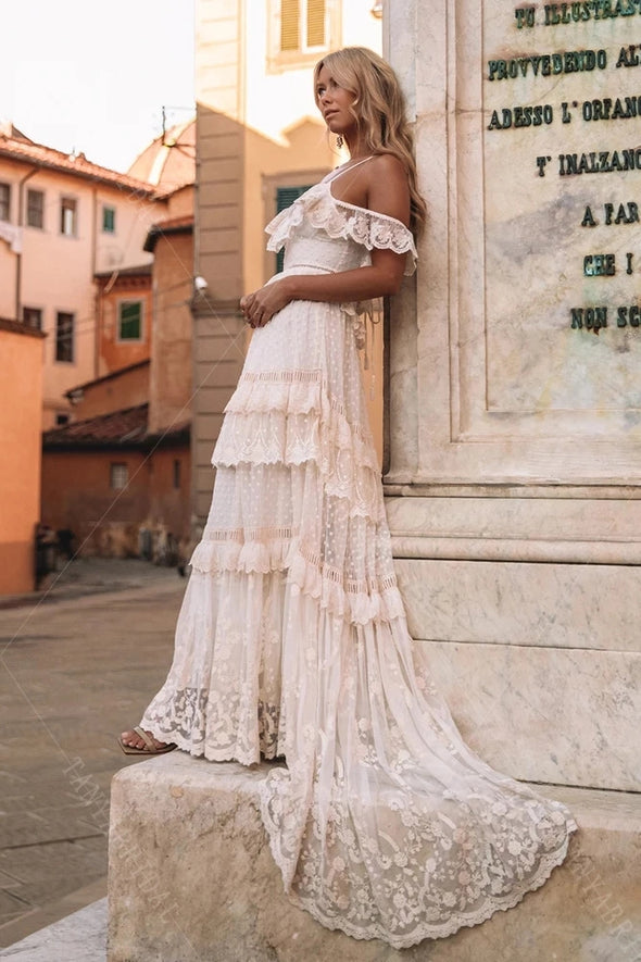 Boho Wedding Dresses Tired Romantic France Noivas Chic DW563 – TANYA BRIDAL
