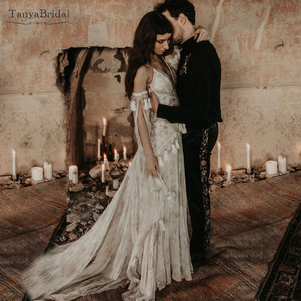 Boho Wedding Dresses Uniques Tassel Fashion Bridal Gowns DW461 – TANYA  BRIDAL