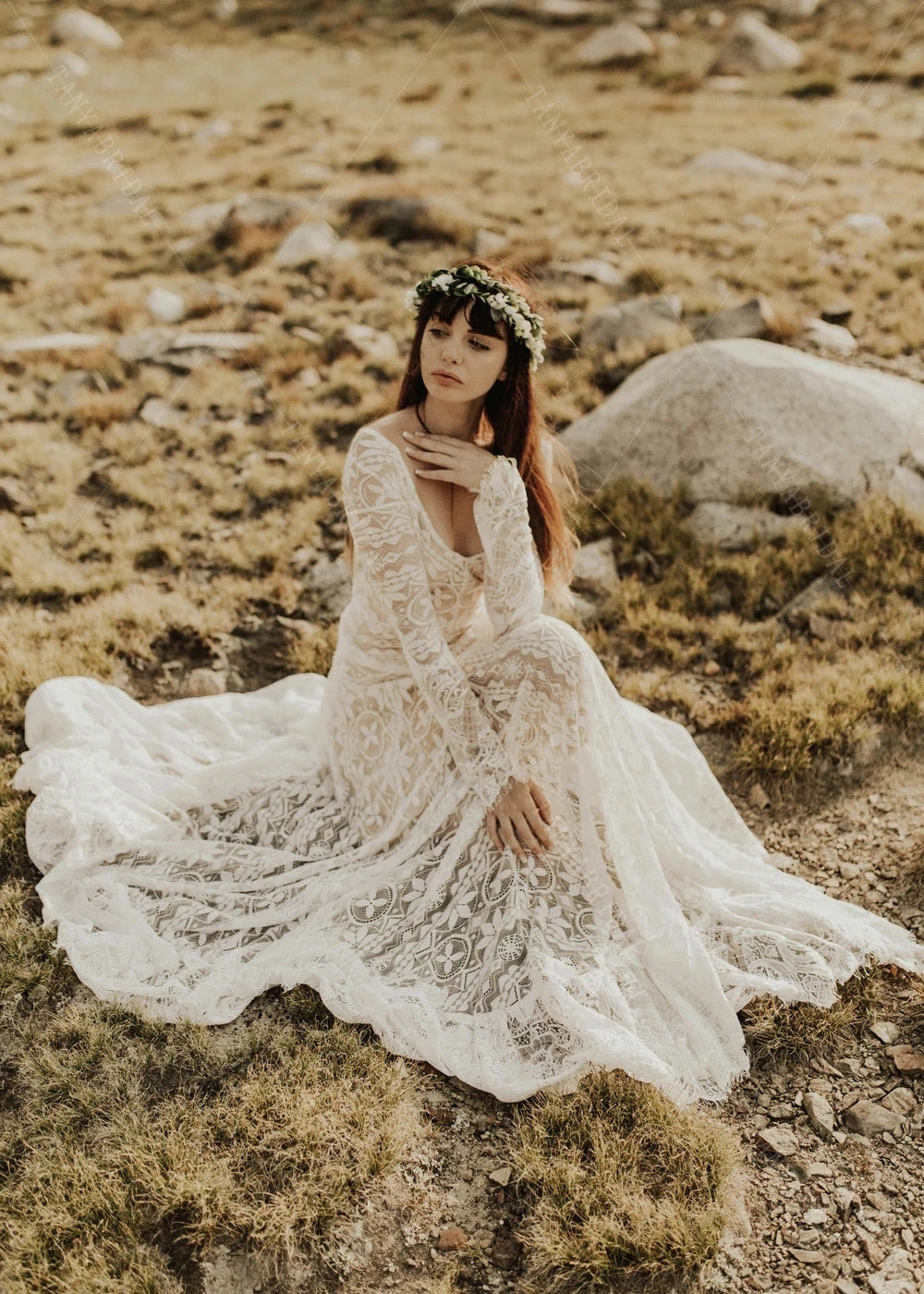 Geometric Patterned Stretch Lace Wedding Dresses - Geometric Patterned Stretch Lace Wedding Dresses -