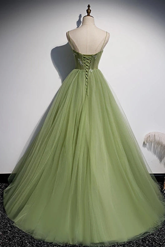A Line Sage Green Tulle Pleated Prom Evening Dress TANYA BRIDAL A Line Sage Green Tulle Pleated Prom Evening Dress TANYA BRIDAL