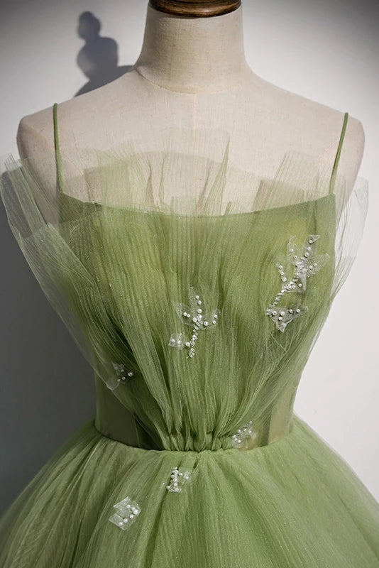emerald green designer dress Straps Mint Sage Green A-line Spring Formal Prom Gown PSK338 – Pgmdress main image 1