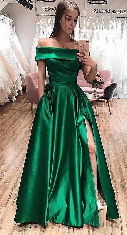 Emerald Dark Green Prom Dress With Slit TB21415