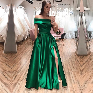 Emerald Dark Green Prom Dress With Slit TB21415