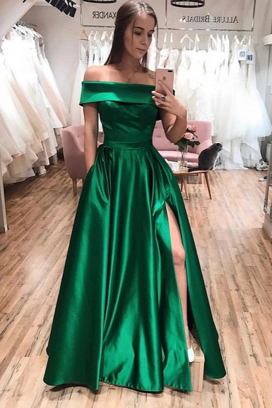 Emerald Dark Green Prom Dress With Slit TB21415 TANYA BRIDAL Emerald Dark Green Prom Dress With Slit TB21415 TANYA BRIDAL