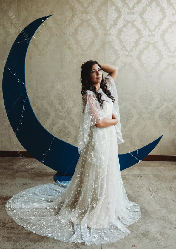 sparkly engagement dresses Shiny Wedding Dress Bree with a High Front Slit Light ivory / US 12