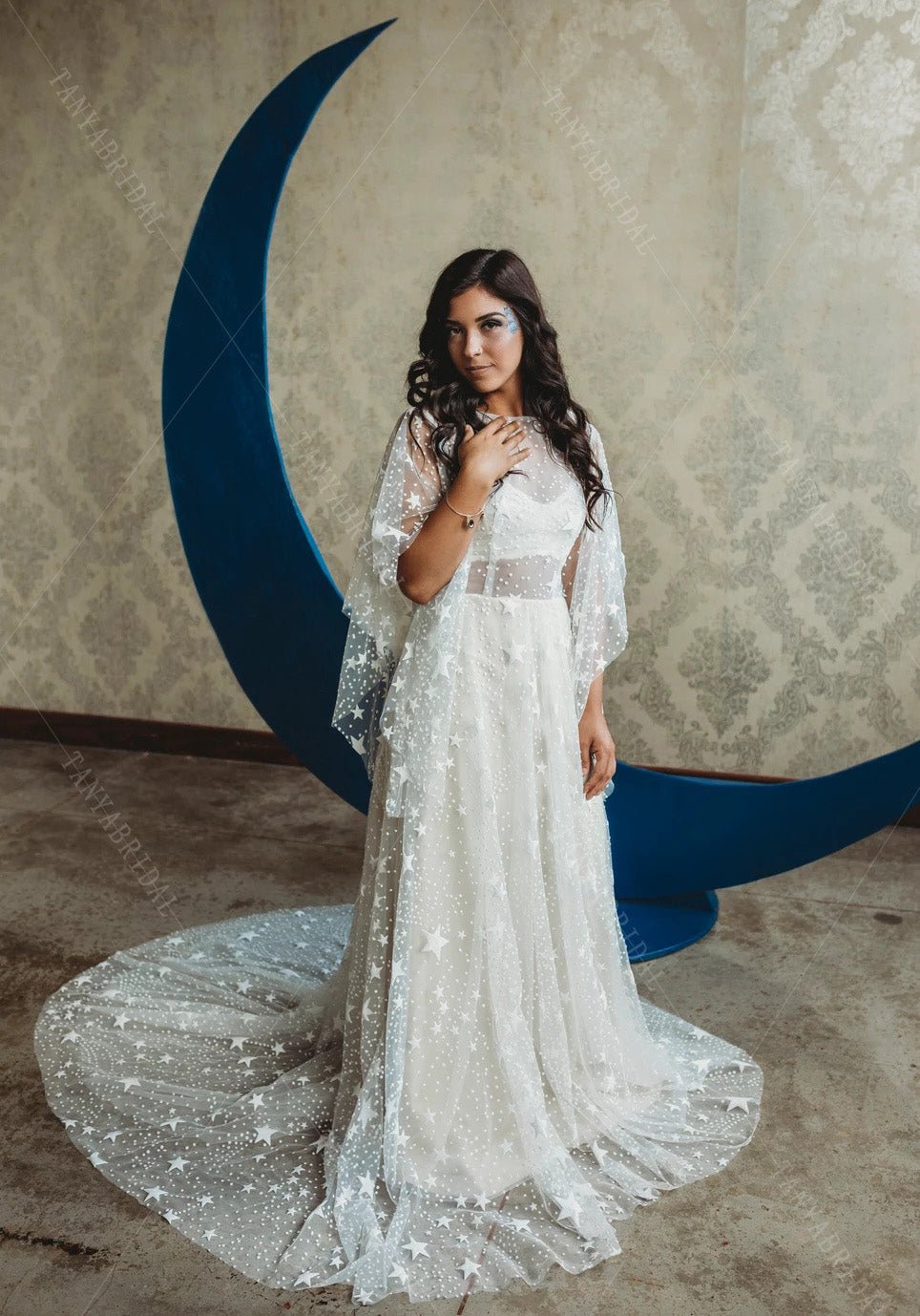 Star Sparkly Boho Wedding Dresses Flare Sleeve Fashion Engagement Noiv TANYA BRIDAL Star Sparkly Boho Wedding Dresses Flare Sleeve Fashion Engagement Noiv TANYA BRIDAL