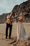 Bohemian V-Neck Summer Beach Bridal Gowns Romantic Engagement Noivas ZW401
