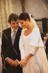 Lantern Sleeve Wedding Dresses Silk Satin A Line Simple Boho Bridal Gowns DW349