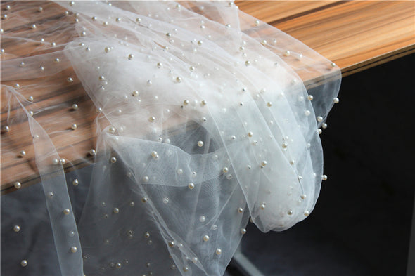 Striking Pearls Wedding Cape Illusion Tulle Bridal Shawl Elegant Long Jacket coprispalle bolero novia 2m length