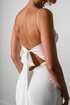Simple Draped Wedding Dresses Crepe Silk Satin Boho Bridal Gown Split ZW559