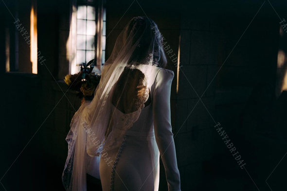 Long Sleeve Simple Engagement Wedding Bridal Gowns Noivas ZW407