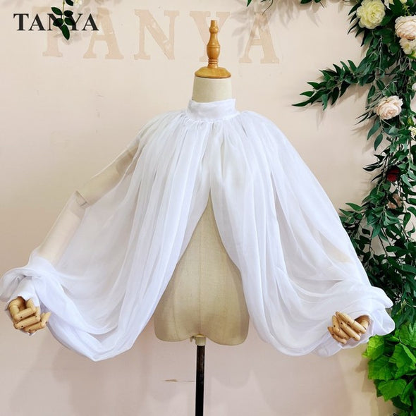 Silk Chiffon Luxury Puff Sleeve Detachable Wedding Sleeves  DG018