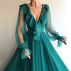 Teal Full Sleeves Evening Dresses Long TBE929927