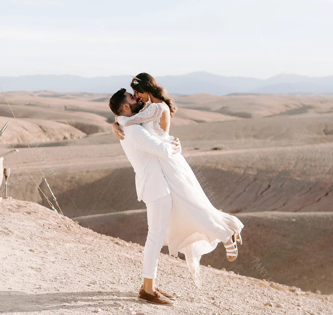 backless engagement dress Zapaka Women Ivory Midi Engagement Dress with Lace Long Sleeve Bateau Neck A Line Bridal Dress, Ivory / US10