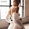 Ivory Satin Detachable Wedding Sleeves DG074