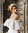 Ivory Satin Puff Wedding Sleeves Removeable DG097