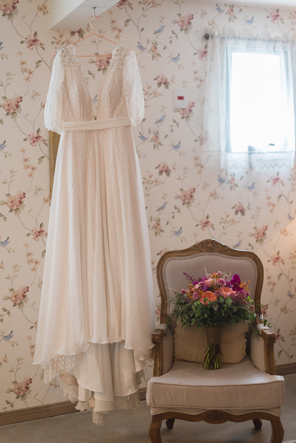 Bohemian Long Lace V Neck Wedding Dresses TB1455
