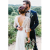 Long Sleeves A Line Boho Wedding Dress zip up backless