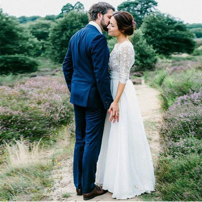 fitted lace wedding dress Long Sleeves A Line Boho Wedding Dress zip up backless TANYA BRIDAL fitted lace wedding dress Long Sleeves A Line Boho Wedding Dress zip up backless TANYA BRIDAL