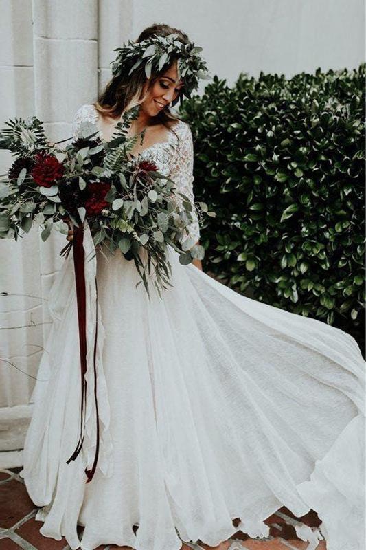 Boho Wedding Dress Long Sleeves Two pieces Bridal dresses TANYA BRIDAL Boho Wedding Dress Long Sleeves Two pieces Bridal dresses TANYA BRIDAL