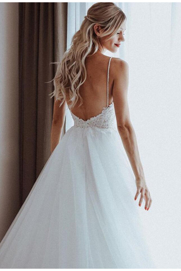 Sexy Wedding Dress Boho Long Backless Beach Bridal Gown