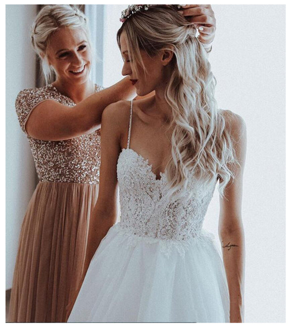 Sexy Wedding Dress Boho Long Backless Beach Bridal Gown