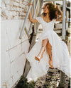 V-Neck Boho Charming Bridal Gowns Ruffles DW545