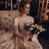 Lace Long Sleeve Luxury Long Train Beauty Noivas Wedding Dresses DW385