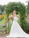 Lantern Sleeve A Line V Neck Wedding Dresses DW512