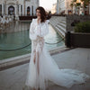 Lantern Sleeve Mermaid Wedding Dresses Lace Pearls Vestido De Noivas DW606