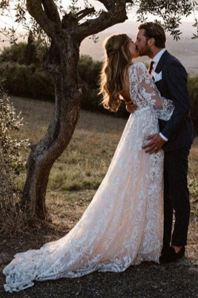 wedding dresses Boho beach A Line bridal gowns