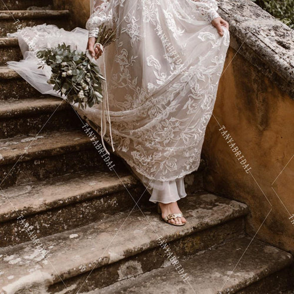 Boho Beach A Line Bridal Gowns Wedding Dresses