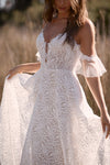 Leaf Lace Unique Beach Wedding Dresses  DW633