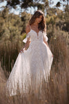 Leaf Lace Unique Beach Wedding Dresses  DW633