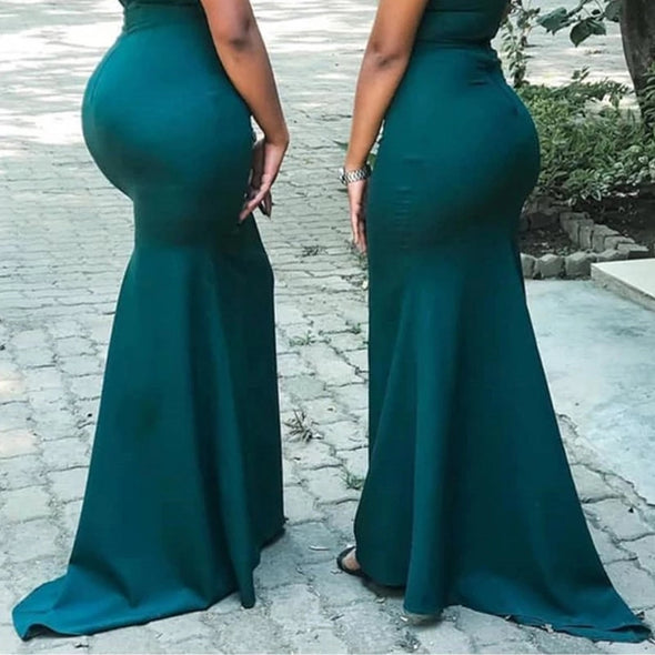 Light Blue Mermaid Bridesmaid Dresses One Shoulder