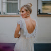 Light Champagne V-Neck Wedding Dresses Floor Length Ruffly Lace Bohemian Bridal Gowns Vestido de Noivas DW175
