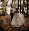 Light Champagne Wedding Dresses With Ivory Lace Robe se soiree Country Chic DW332