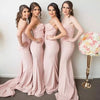 Light Pink Backless Bridesmaid Dress Mermaid Spaghetti Straps