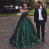 Long Formal Dress Robe De Soiree Elegant Green Satin Evening Dresse