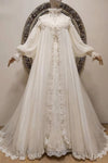 Long Sleeve Chiffon Beaded Embroidery Muslim Dubai Wedding Dresses