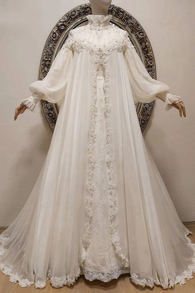 Chiffon Beaded Embroidery Muslim Dubai Wedding Dresses